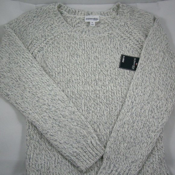 St. John's Bay Sweaters - St. John's Bay Ivory w/Heather Grey Sweater
